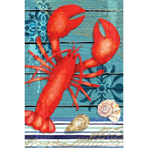 New England Lobster Black Modern Wood Framed Art Print with Double Matting by ND Art