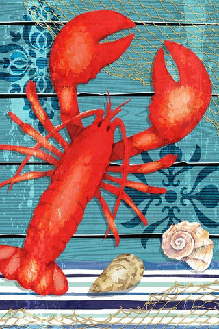 New England Lobster White Modern Wood Framed Art Print with Double Matting by ND Art