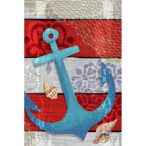 New England Anchor Black Modern Wood Framed Art Print with Double Matting by ND Art