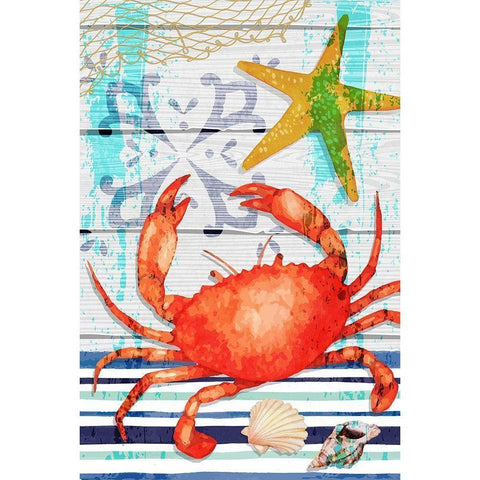 New England Crab Black Modern Wood Framed Art Print with Double Matting by ND Art