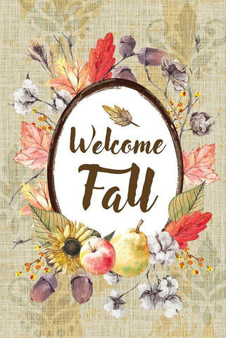 Welcome Fall White Modern Wood Framed Art Print with Double Matting by ND Art