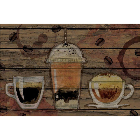 Coffee II Black Modern Wood Framed Art Print with Double Matting by ND Art