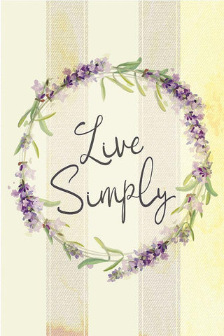 Live Simply Lavender Black Ornate Wood Framed Art Print with Double Matting by ND Art