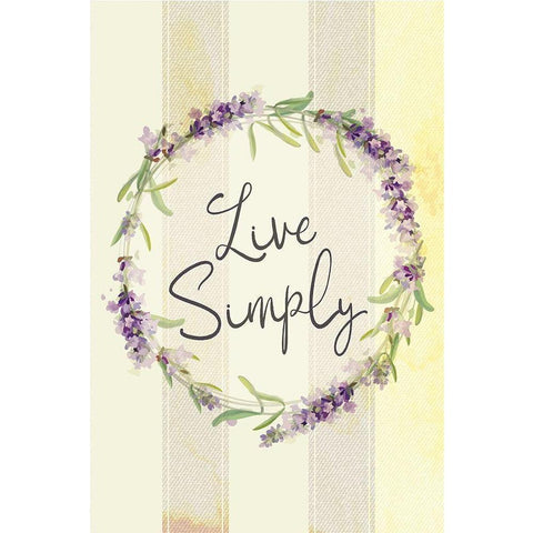 Live Simply Lavender Black Modern Wood Framed Art Print by ND Art