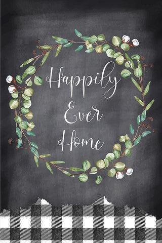 Happy Ever Home Black Ornate Wood Framed Art Print with Double Matting by ND Art