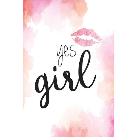 Yes Girl Black Modern Wood Framed Art Print with Double Matting by ND Art