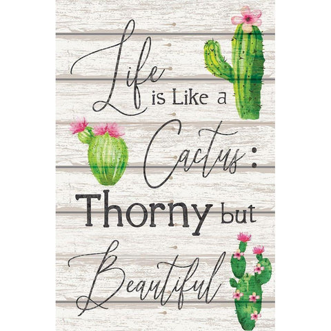 Life is Like a Cactus White Modern Wood Framed Art Print by ND Art