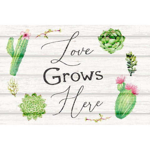 Love Grows Here Gold Ornate Wood Framed Art Print with Double Matting by ND Art