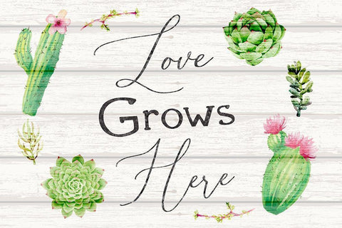 Love Grows Here White Modern Wood Framed Art Print with Double Matting by ND Art
