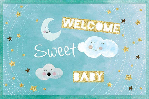 Welcome Sweet Baby White Modern Wood Framed Art Print with Double Matting by ND Art