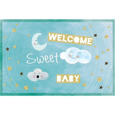 Welcome Sweet Baby White Modern Wood Framed Art Print by ND Art