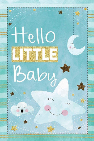 Hello Little Baby White Modern Wood Framed Art Print with Double Matting by ND Art