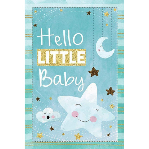 Hello Little Baby Black Modern Wood Framed Art Print by ND Art