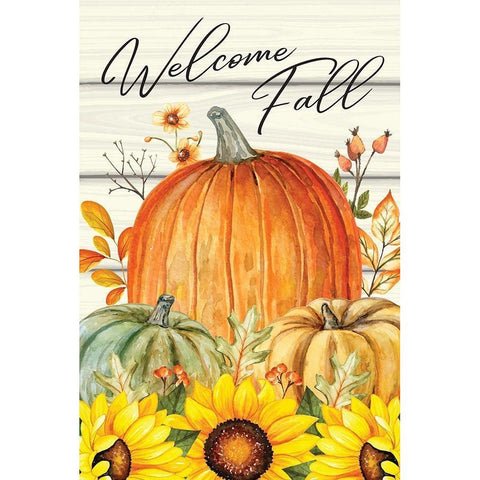 Welcome Fall Black Modern Wood Framed Art Print with Double Matting by ND Art