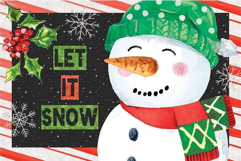 Let It Snow Black Ornate Wood Framed Art Print with Double Matting by ND Art