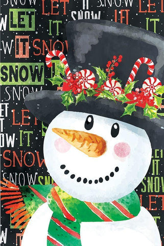 Snowman White Modern Wood Framed Art Print with Double Matting by ND Art