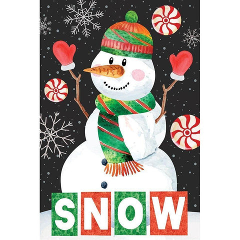 Snow Showman Black Modern Wood Framed Art Print by ND Art