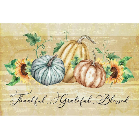 Thankful Grateful Blessed Black Modern Wood Framed Art Print with Double Matting by ND Art