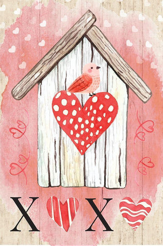 XO Birdhouse Black Ornate Wood Framed Art Print with Double Matting by ND Art