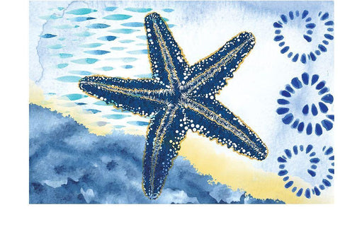 Starfish White Modern Wood Framed Art Print with Double Matting by ND Art