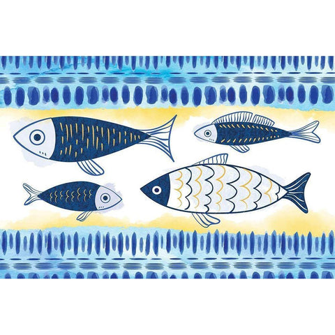 Fish Gold Ornate Wood Framed Art Print with Double Matting by ND Art