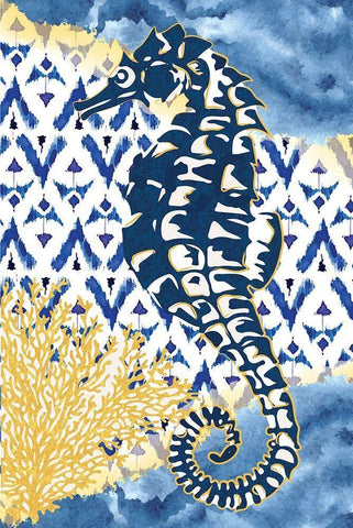 Seahorse White Modern Wood Framed Art Print with Double Matting by ND Art