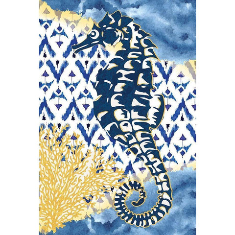 Seahorse Gold Ornate Wood Framed Art Print with Double Matting by ND Art