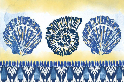 Shells Black Ornate Wood Framed Art Print with Double Matting by ND Art