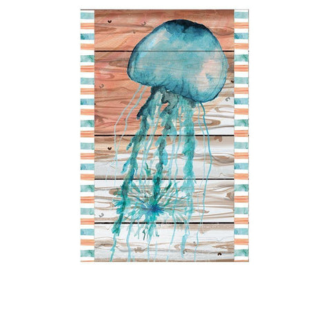 Jellyfish Black Modern Wood Framed Art Print with Double Matting by ND Art
