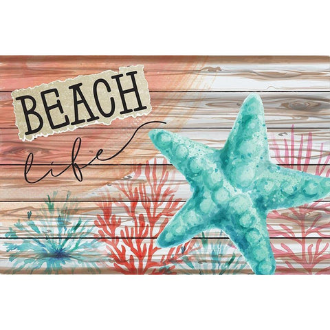 Beach Life Black Modern Wood Framed Art Print by ND Art