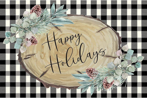 Happy Holidays White Modern Wood Framed Art Print with Double Matting by ND Art