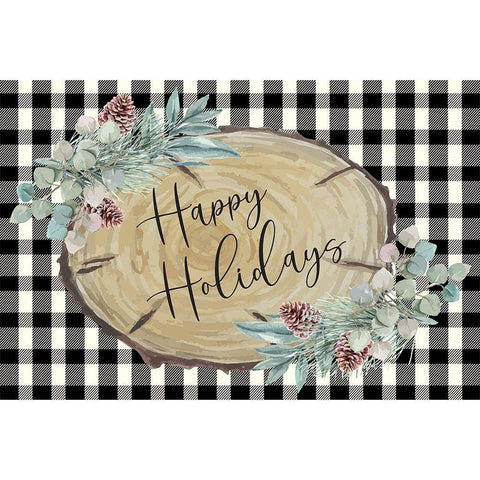 Happy Holidays Gold Ornate Wood Framed Art Print with Double Matting by ND Art