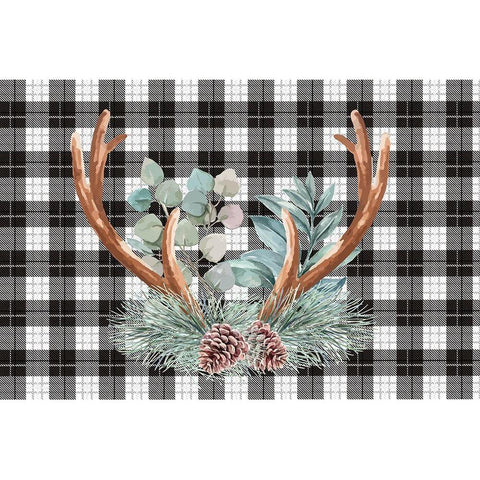 Holiday Antlers Gold Ornate Wood Framed Art Print with Double Matting by ND Art