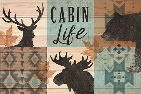 Cabin Life Black Ornate Wood Framed Art Print with Double Matting by ND Art
