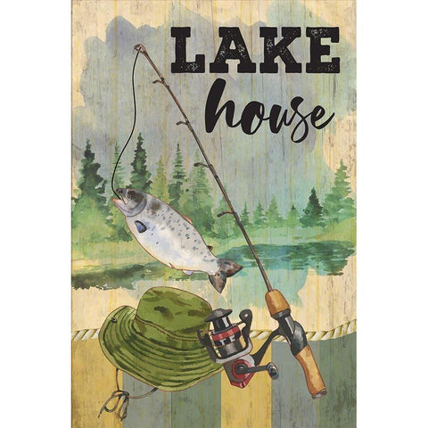Lake House Black Modern Wood Framed Art Print with Double Matting by ND Art