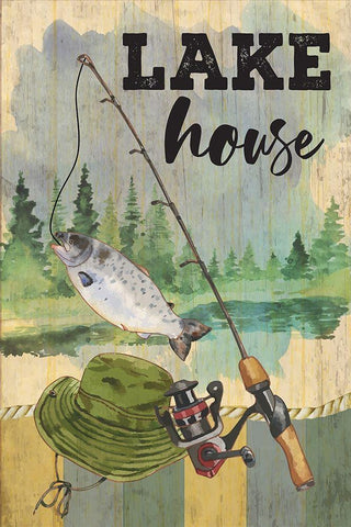 Lake House White Modern Wood Framed Art Print with Double Matting by ND Art