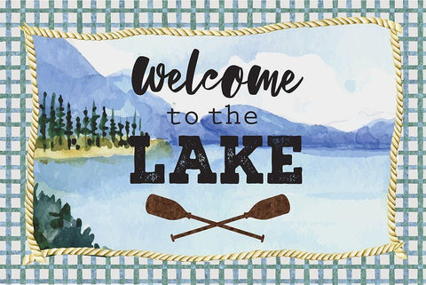 Welcome to the Lake White Modern Wood Framed Art Print with Double Matting by ND Art