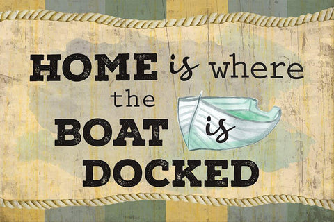 Home is Where the Boat Is Black Ornate Wood Framed Art Print with Double Matting by ND Art