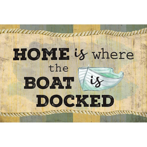 Home is Where the Boat Is White Modern Wood Framed Art Print by ND Art