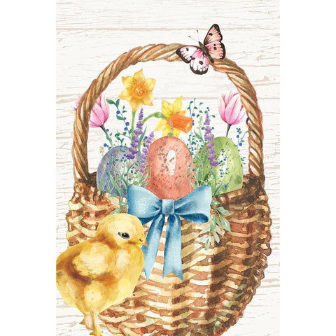 Easter Basket Black Modern Wood Framed Art Print by ND Art