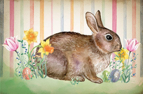 Bunny Black Ornate Wood Framed Art Print with Double Matting by ND Art