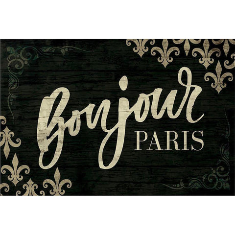 Bonjour White Modern Wood Framed Art Print by ND Art