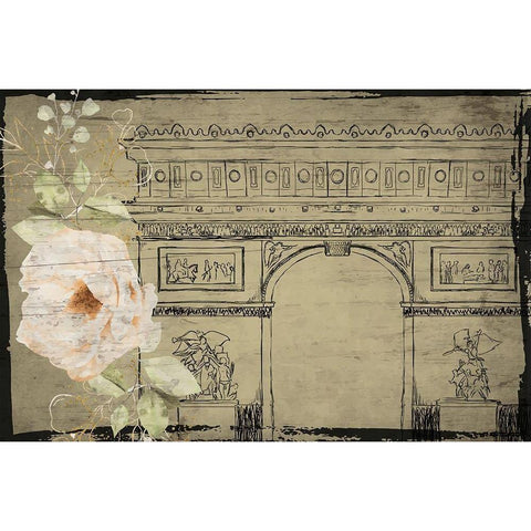 Arc de Triomphe White Modern Wood Framed Art Print by ND Art