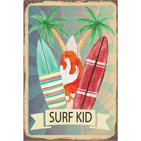 Surf Kid Black Modern Wood Framed Art Print with Double Matting by ND Art