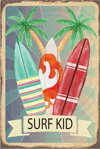 Surf Kid Black Ornate Wood Framed Art Print with Double Matting by ND Art