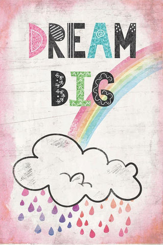 Dream Big White Modern Wood Framed Art Print with Double Matting by ND Art