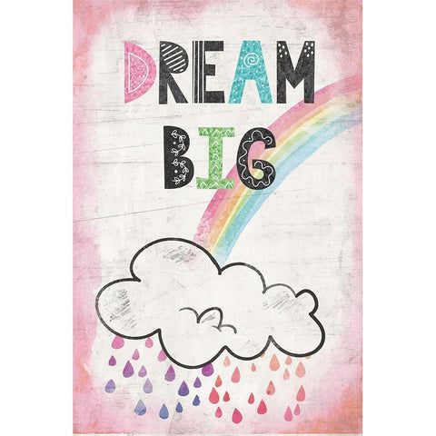 Dream Big White Modern Wood Framed Art Print by ND Art