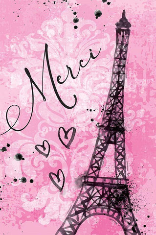 Merci Black Ornate Wood Framed Art Print with Double Matting by ND Art