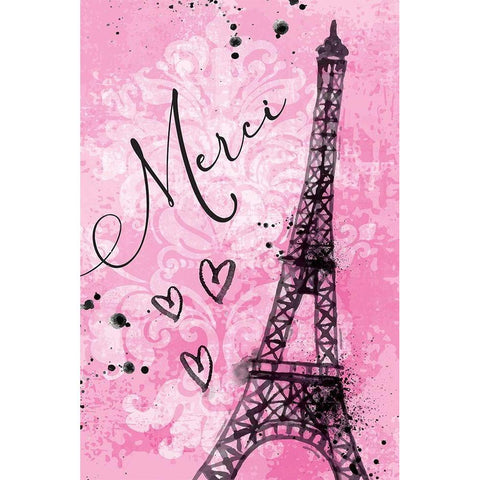 Merci Black Modern Wood Framed Art Print by ND Art