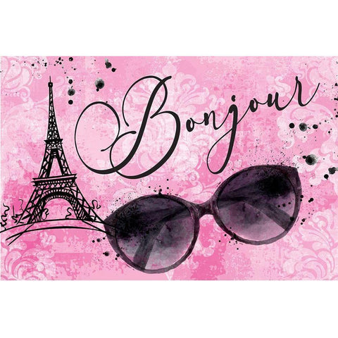 Bonjour Black Modern Wood Framed Art Print with Double Matting by ND Art